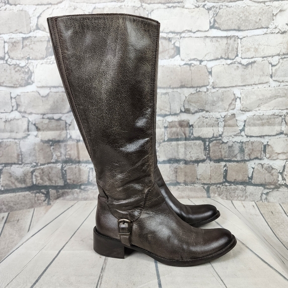Vintage Tall Fashion Riding Boots Dark Taupe Brown Size 38=7.5 Prep Preppy - Picture 4 of 16